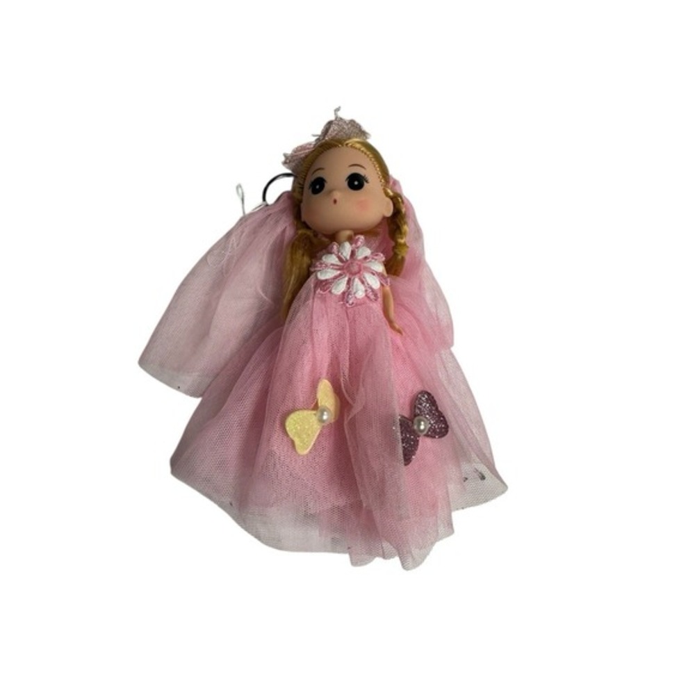 KEYCHAIN bag charm doll in pink dress